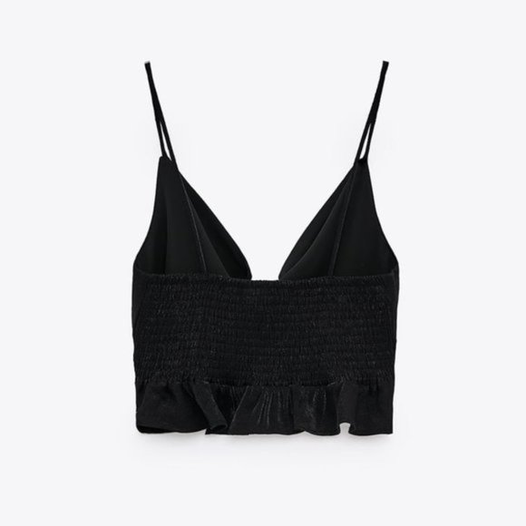 ZARA Cropped V-Neck Spaghetti Strap Bow Detail Tank Top - Picture 7 of 8